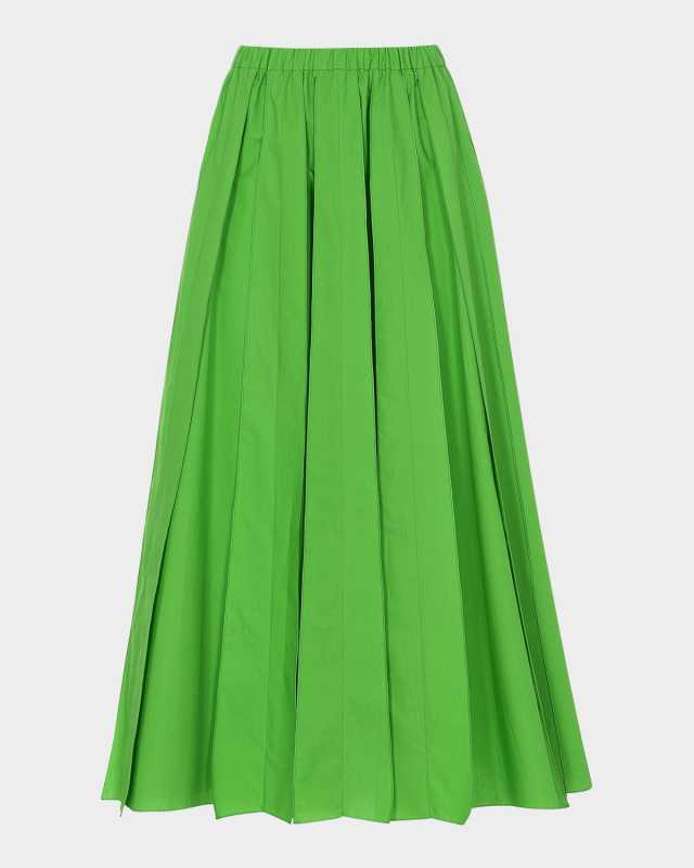 A-Line Reverse Seam Cotton Midi Skirt